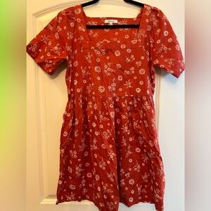 Madewell Red Floral Casual Dress